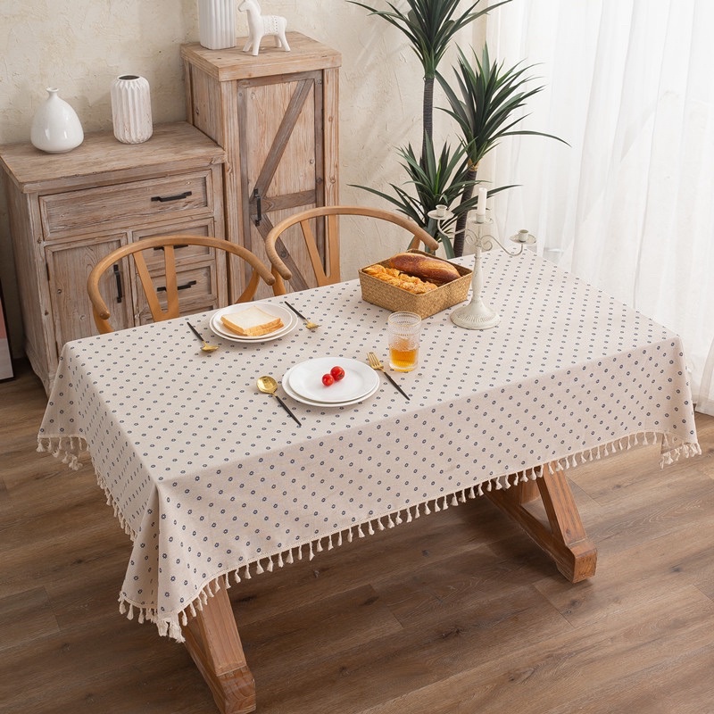 BST Khăn trải bàn phong cách Châu âu, table runner để trang trí nhà cửa chất liệu vải cotton pha