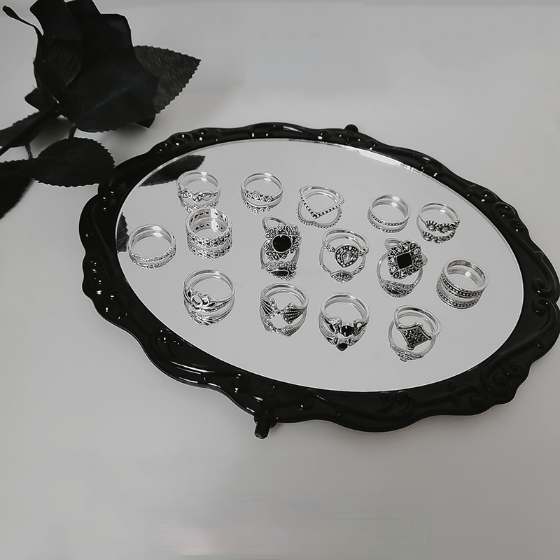 Set 15 nhẫn đeo tay kim loại đính đá thời trang dành cho nữ
