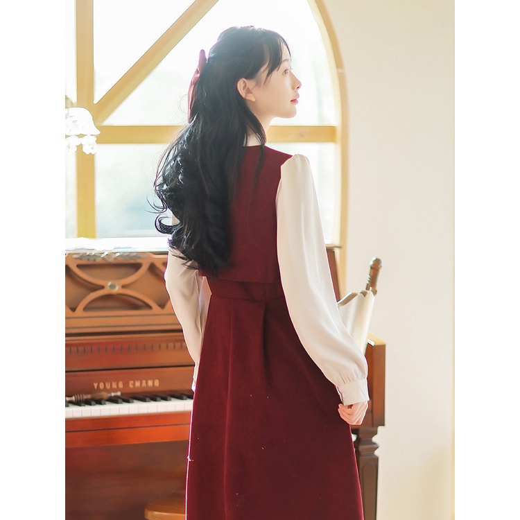 Váy đầm vintage dáng dài tiểu thư - Kèm nơ xinh Hàng Quảng Châu - ShinsamStore | BigBuy360 - bigbuy360.vn