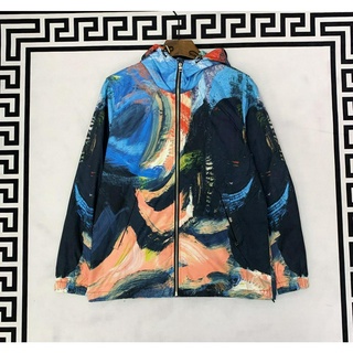 A1exander Mcq 2020 autumn abstract men oil painting hooded long-sleeve jacket