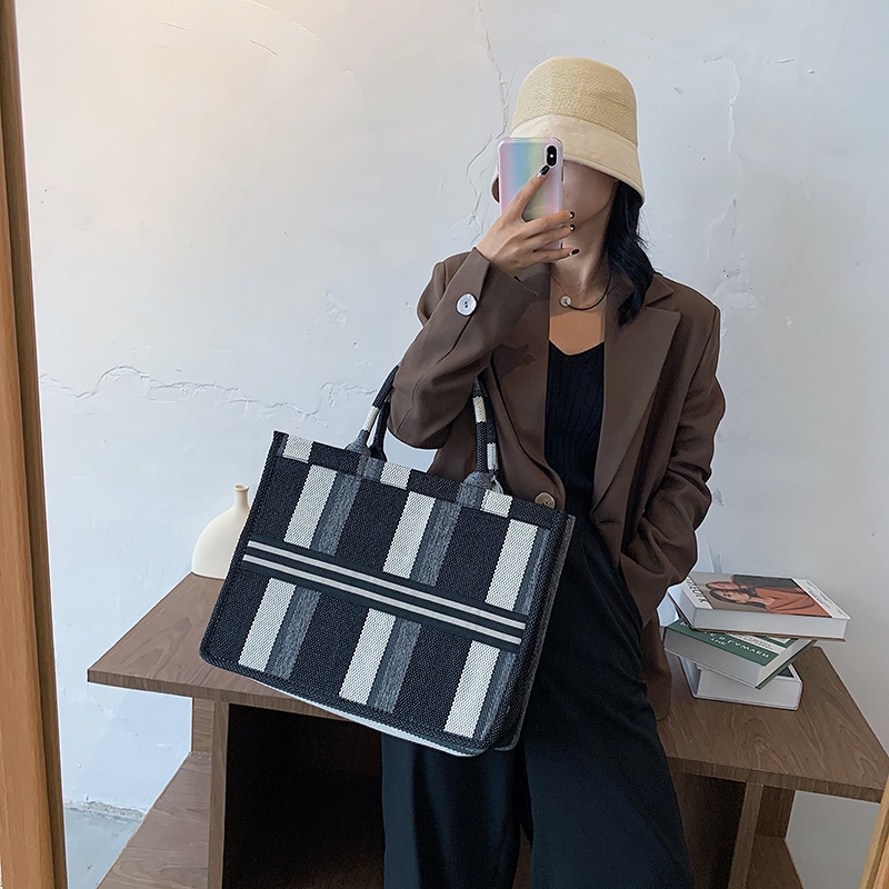 Túi Xách JASMIN NOIR Tote Dạng Hộp Bằng Vải Canvas Đơn Giản Thời Trang Cho Nữ