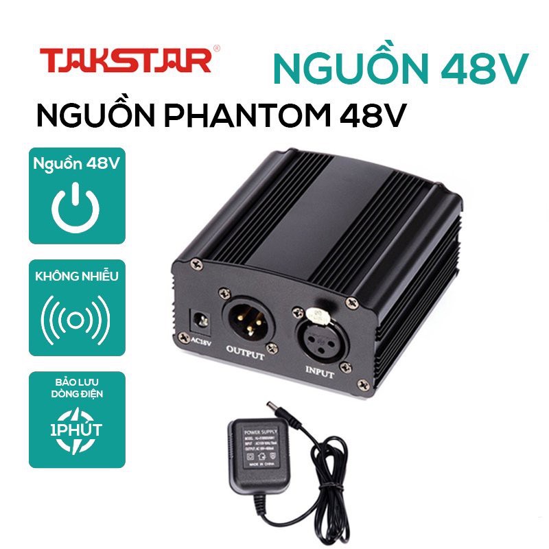 Nguồn Phantom 48V Dùng Kết Hợp Mic PC-K200, PC-K320, SM-8B, PC-K600... Bảo Hành 6 tháng