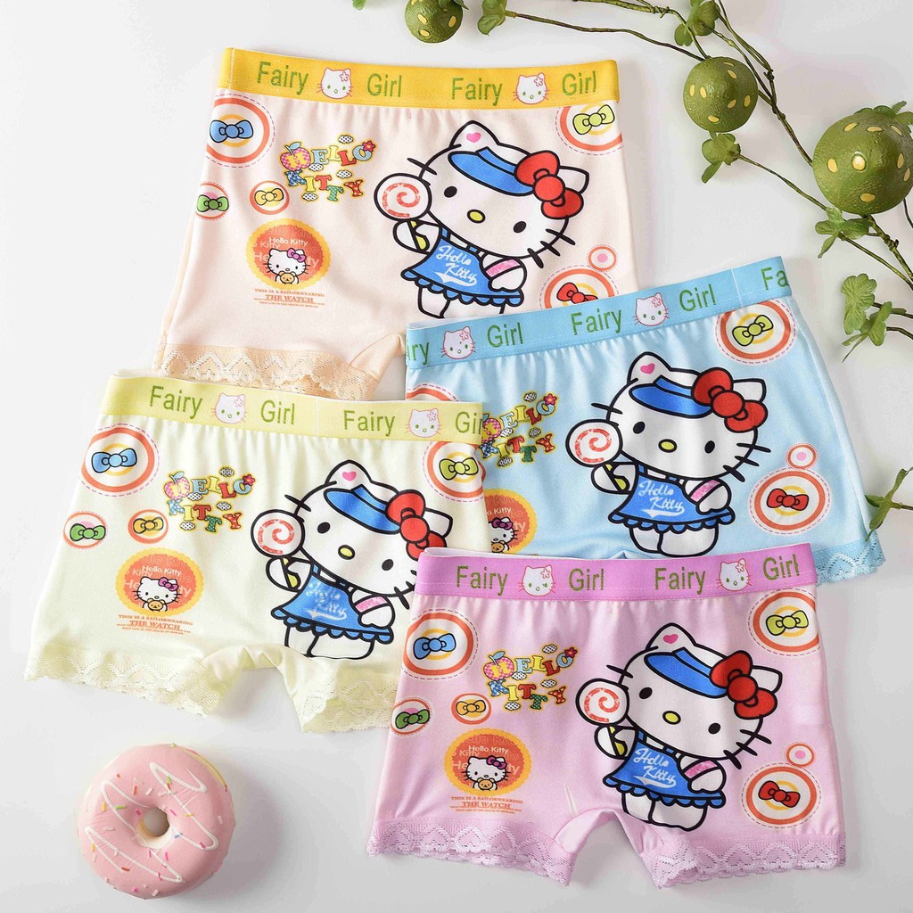 Set 4 Quần Lót Boxer In Hình Dễ Thương Cho Bé Gái