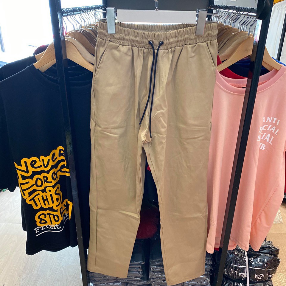 Quần baggy kaki basic màu đen kem unisex nam nữ ống suông đẹp Hàn Quốc thời trang 2021 tại Chiwawa shop