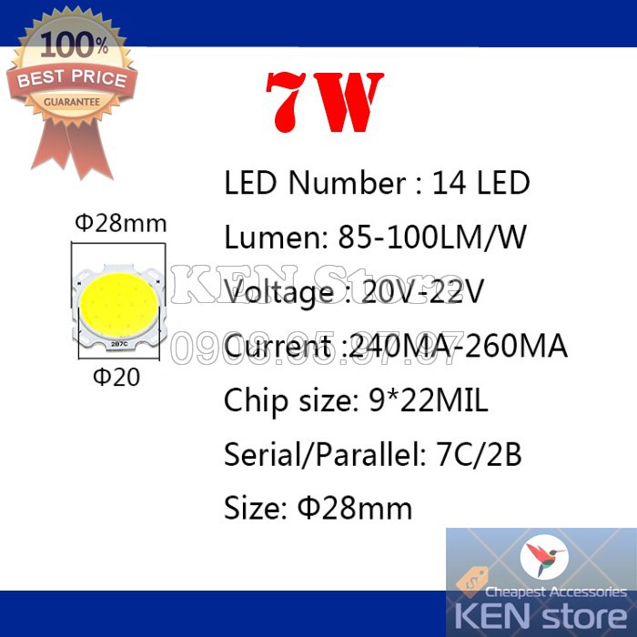 Bóng led 3W 5W 7W 10W 12W 15W đường kính 28mm