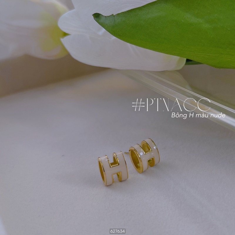 Bộ trang sức titan, set bông tai, dây chuyền chữ H đơn giản sang trọng .PTNACC.