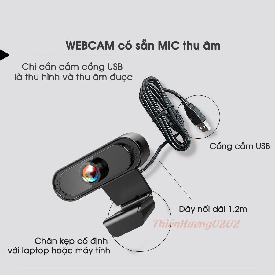 Webcam Có Mic 1080P - Webcam Máy Tính Full HD 1080P Cực Sắc Nét Soi Rõ Chữ Viết Sử Dụng Tất Cả Thiết Bị TV, PC, Laptop