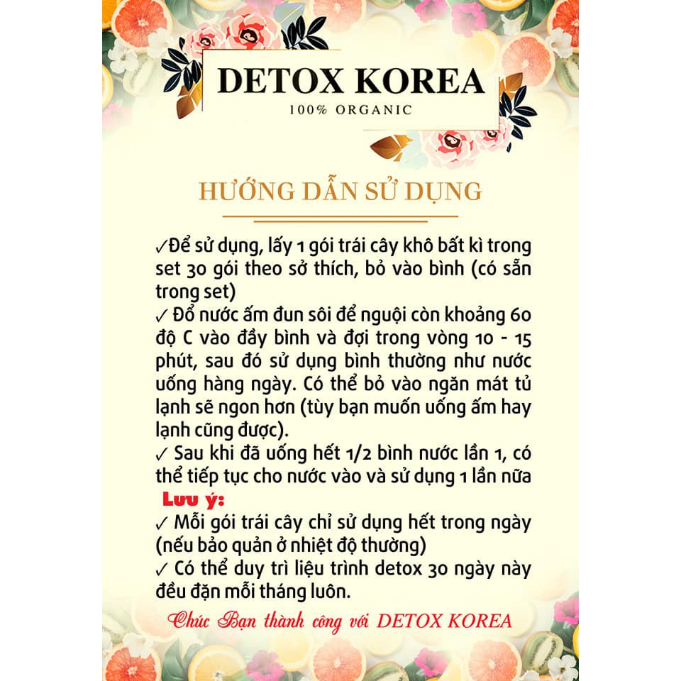 1 gói trà trái cây sấy khô giảm cân, DETOX KOREA (dùng thử)