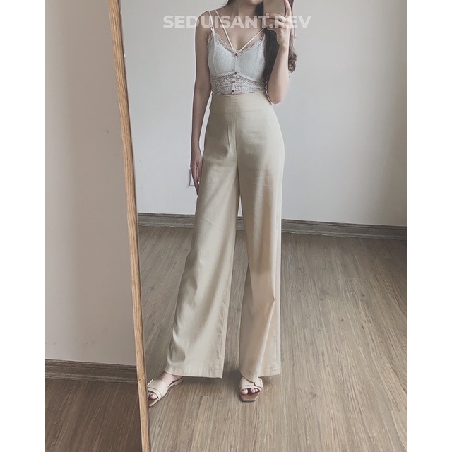 Noemie Linen Trousers - Quần Linen ống rộng be sáng SEDUISANT