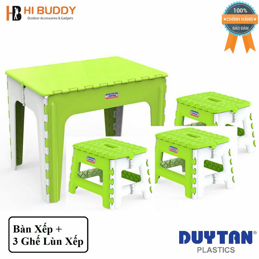 Combo Bàn Xếp Duy Tân (65 x 45 x 50 cm) No.947 và Ba Ghế Lùn Xếp Duy Tân (29.6 x 24 x 21.4 cm) No.944