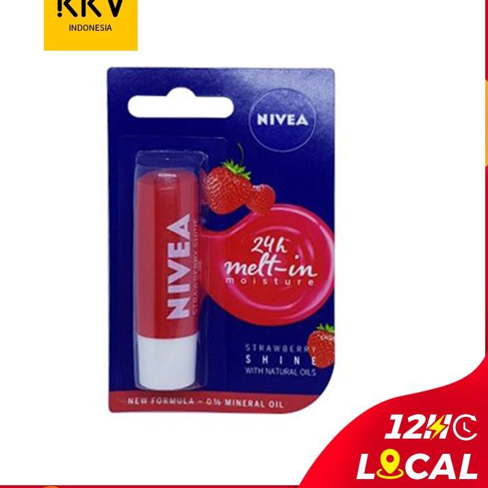 (Hàng Mới Về) Son Dưỡng Môi Chiết Xuất Dâu Tây Kkv - Nivea 4.8gr / Obz-597