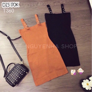 Đầm thun gân 2 dây body