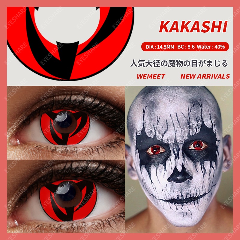 D'ORELLA 1 Cặp NARUTO Phim Hoạt Hình Naruto Cosplay Mắt Mỹ Phẩm Kính áp tròng đầy màu sắc Kính áp tròng Halloween Điên kính Màu mắt Mắt đỏ Kính áp tròng Phụ kiện anime cho mắt