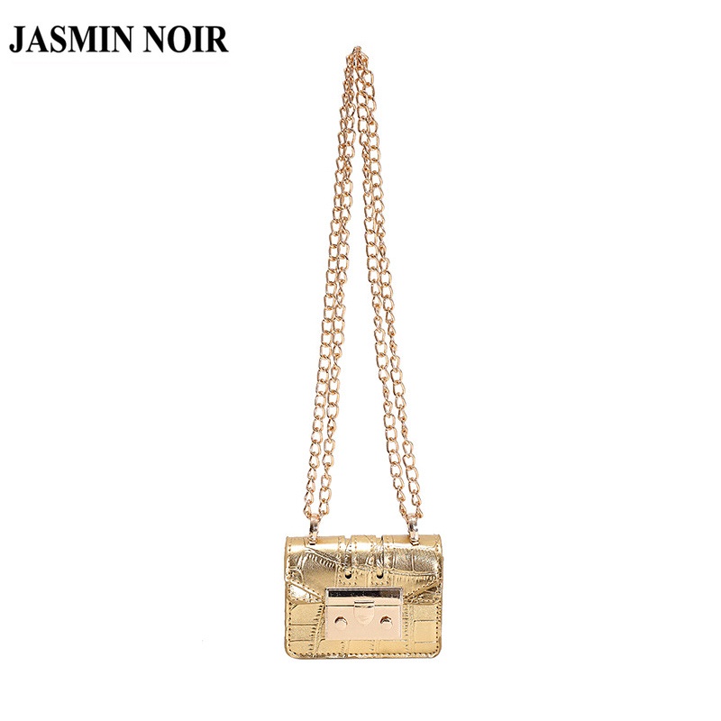 Túi đeo chéo JASMIN NOIR họa tiết da cá sấu dây đeo dạng xích thời trang cho nữ