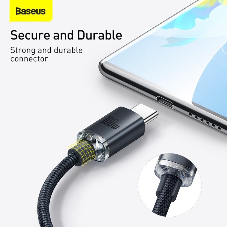 Cáp Sạc Siêu Nhanh USB to Type-C 100W Baseus CAJY0004 Crystal Shine Series Fast Charging