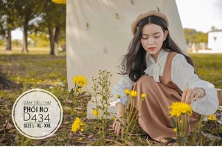 Bigsize Đầm tiểu thư phối nơ D434