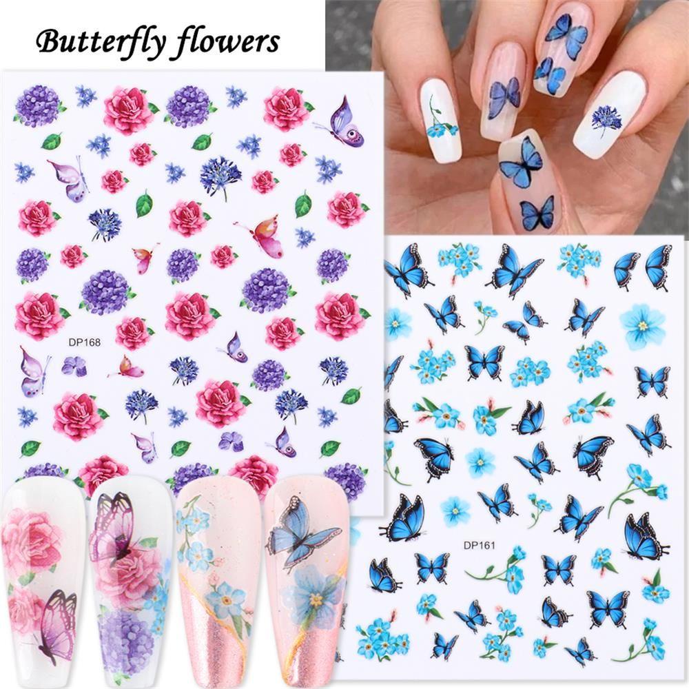 NIUYOU Sticker Dán Móng Họa Tiết Bươm Bướm