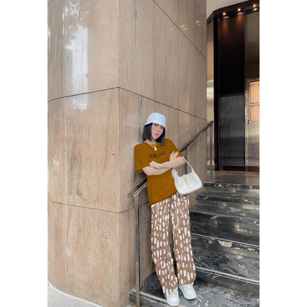SET ÁO THUN + QUẦN DẬP LY BEO HÀNG NHẬP Ꮯɦấȶ Ꮮɨệʊ: thun + lụa dập ly. Có 1 màu. Size dưới 55kg vừa