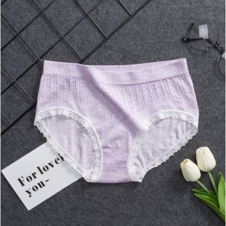 Quần lót cotton kháng khuẩn kiểu dáng Nhật Bản viền ren cao cấp LOTNU05
