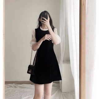 Đầm đen đi tiệc sang trọng tay phối lưới