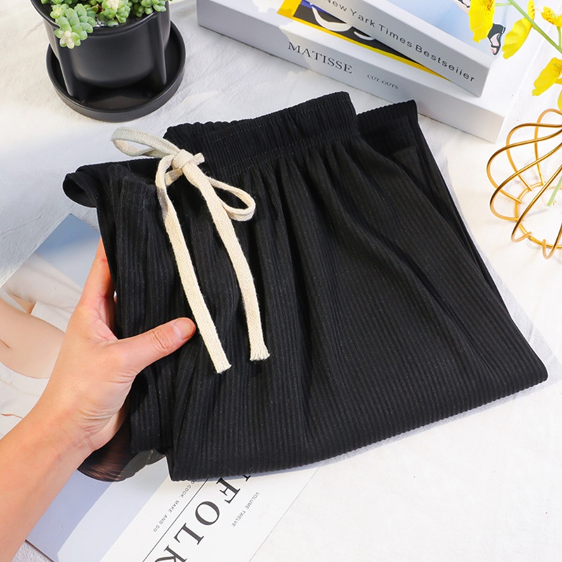 Brroa Quần Ống Rộng Lưng Cao Dây Rút Họa Tiết Xương Rắn Cho Nữ