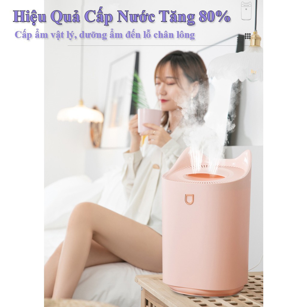 [AK] Máy Phun Sương Tạo Ẩm Không Khí Humidifier MEOMI 2 Vòi Đèn LED 7 màu - Loại Cỡ Lớn Dung lượng 3L - An Khang -