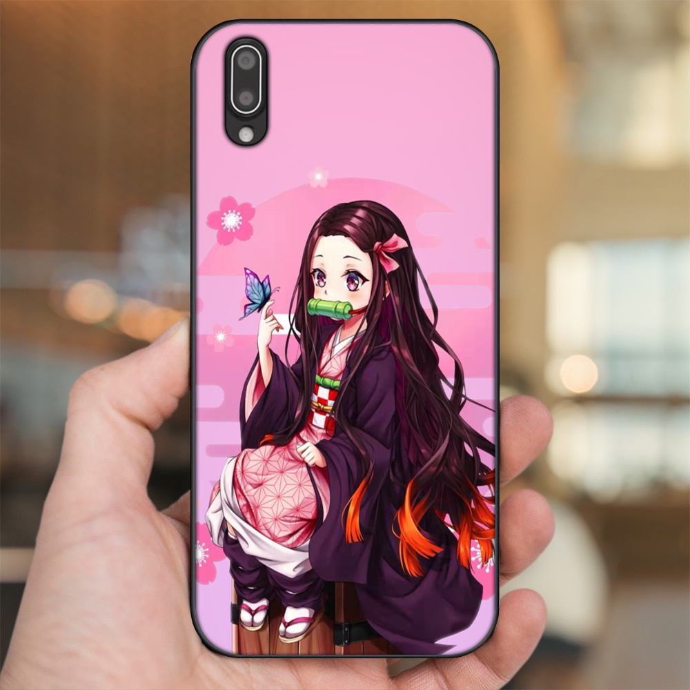 Ốp lưng Vivo Y93 viền đen in hình Nezuko Kimetsu no Yaiba