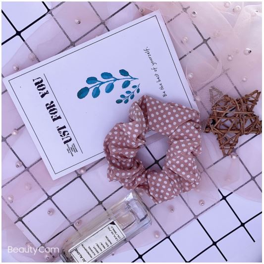 Dây Cột Tóc, Buộc Tóc Vải Scrunchies Chấm Bi dễ thương HOT (TH Bi TH003P)