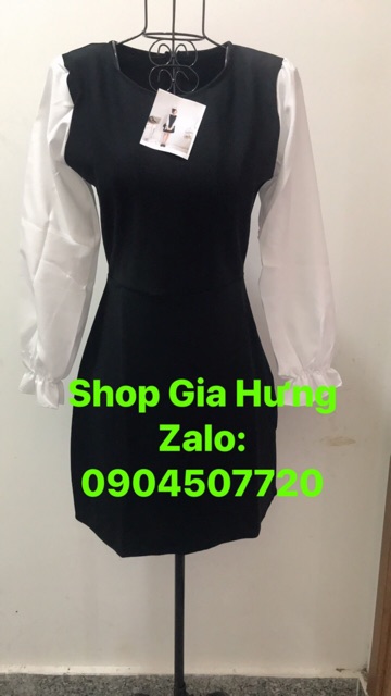 [Mã FAMAYWA2 giảm 10K đơn 50K] GB đầm ngắn cổ tròn tay dài cát hàn phối vol kèm ảnh thật hình cuối | BigBuy360 - bigbuy360.vn