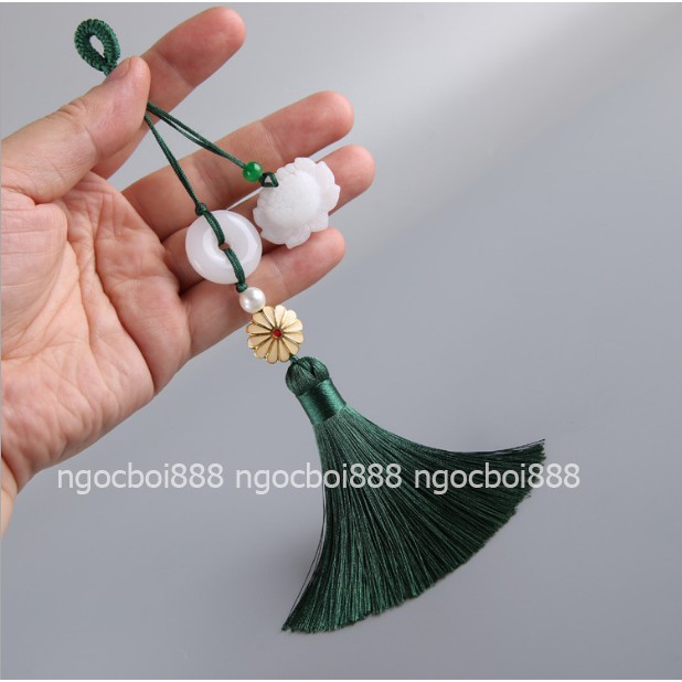 Dây Treo Mặt Ngọc Kết Hợp Hoa Sen Trang Trí Cổ Trang