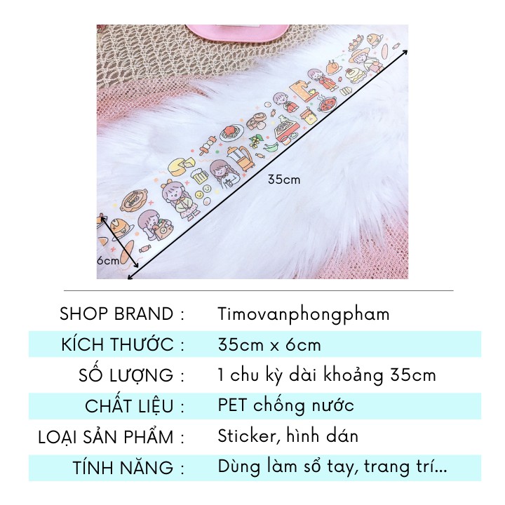 Washi tape chiết lẻ chu kỳ từ cuộn washi cute rộng 6cm dán sổ mũ bảo hiểm trang trí sổ tay dạng trong chống nước WS17-C