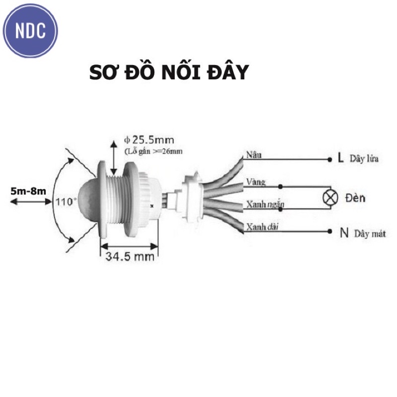 Công Tắc Cảm Biến Chuyển Động Hồng Ngoại (LOẠI 1) Tuỳ Chỉnh 3s-45s-4min