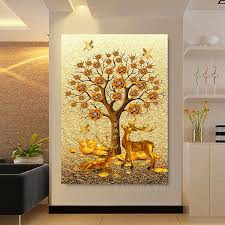 Tranh đính đá 5D , Tranh cây tiền vàng đính full đá