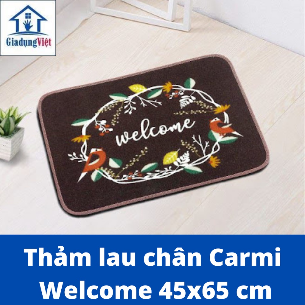 Thảm lau chân Carmi Welcome 45x65 cm Công Nghệ Hàn Quốc
