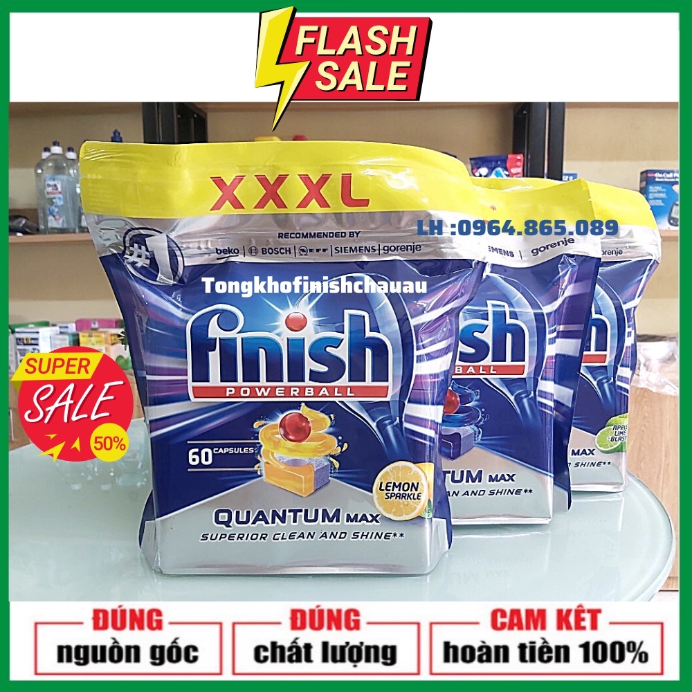 Viên rửa bát Finish Quantum [LOẠI MẠNH NHẤT: sạch vô địch, thơm vô địch]