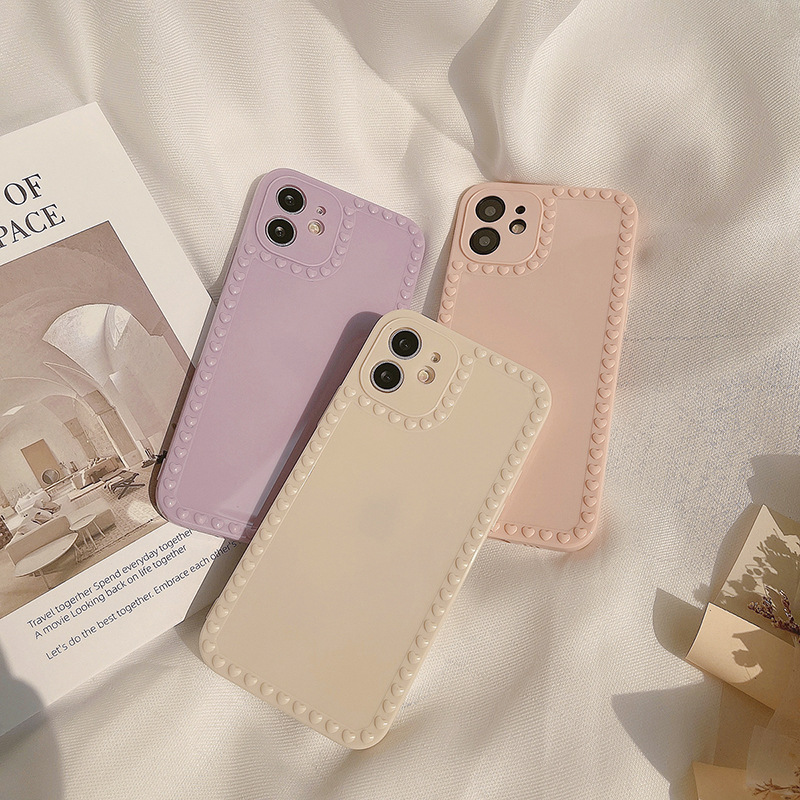 Ốp lưng iphone Ốp lưng iphone Ốp điện thoại silicon trang trí viền trái tim cho iPhone 11 Pro Max X Xr Xs Max 7 8 Plus Se 2020 12 pro max 12 mini 13PROMAX 13MINI 13PRO-RK RK CASE