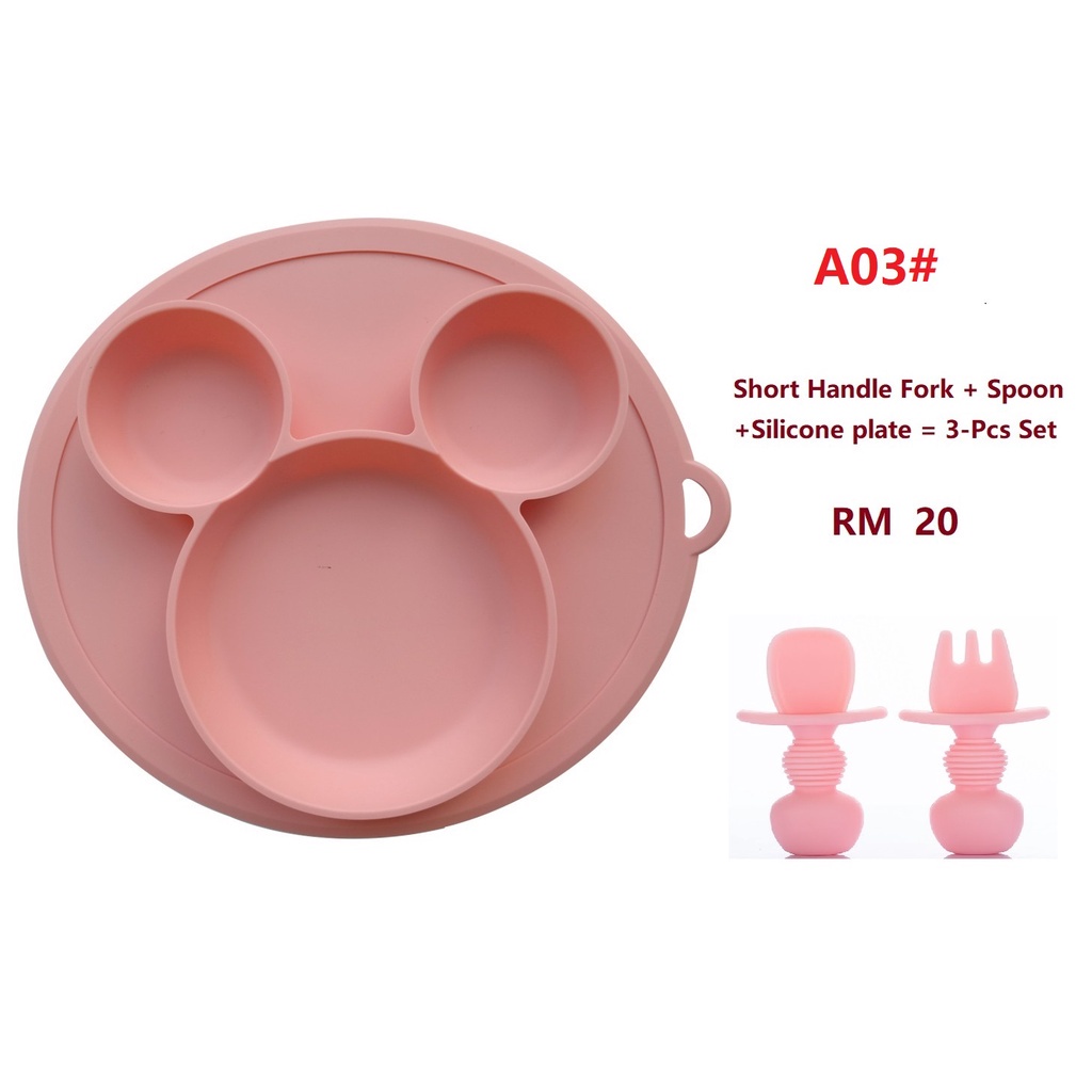 Bộ Muỗng Nĩa Tay Cầm Ngắn Dành Cho Trẻ Em | Muỗng Nĩa Cho Bé Tập Ăn Tiện Dụng | Bộ Muỗng Nĩa Tập Ăn Tiện Dụng Cho Bé | Thìa Silicone Mềm