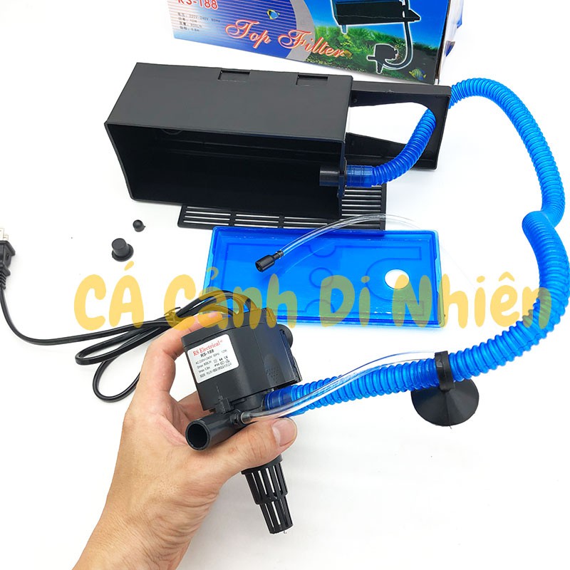 Máy bơm lọc nước RS-188 12W kèm lọc máng cho hồ cá cảnh bơm nước 188