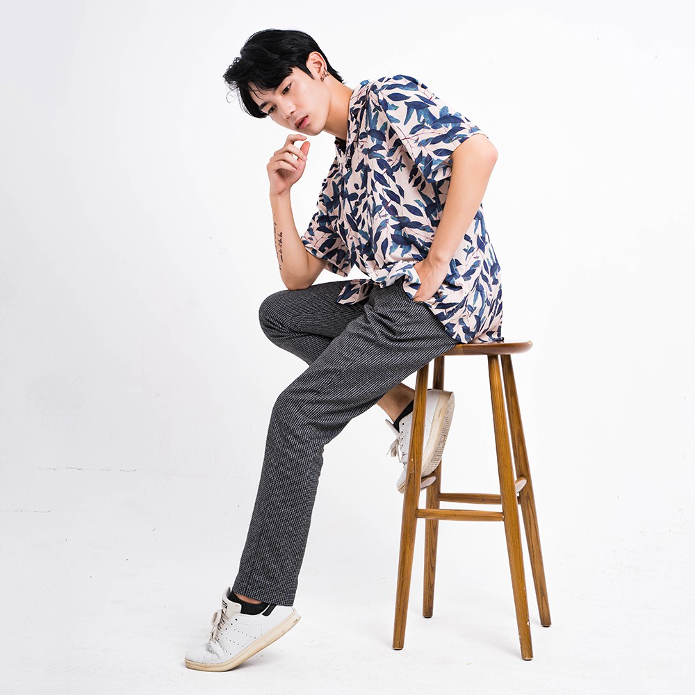 Áo sơ mi nam họa tiết LÁ BẠCH ĐÀN, chất liệu vải lanh lụa thoáng mát, không nhăn, phom Regular -  ADORIS BĐ062 | BigBuy360 - bigbuy360.vn