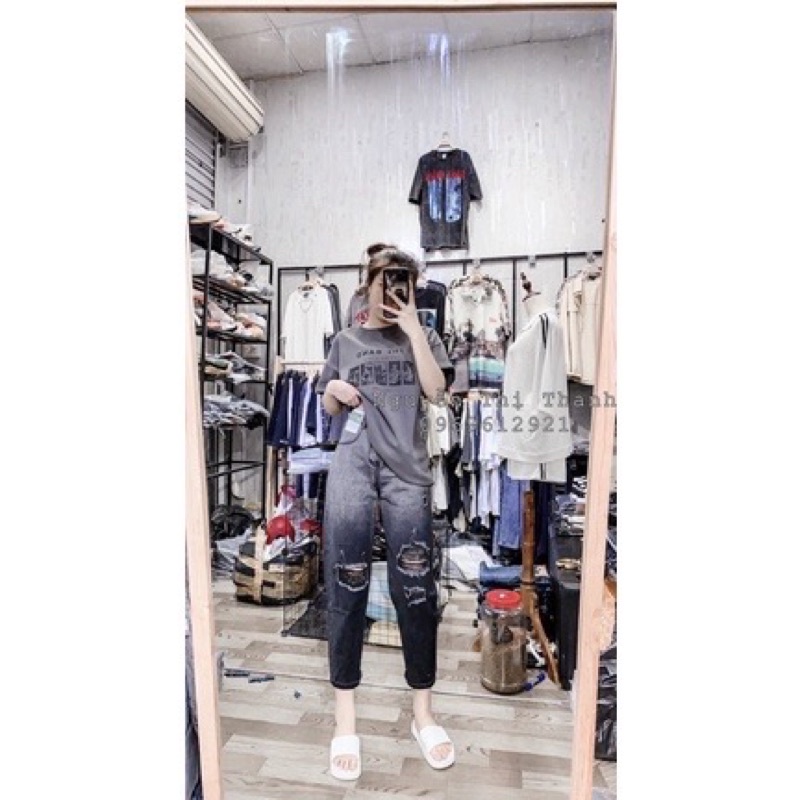 Quần baggy jean Domi lưng siêu cao xám khói hàng chuẩn xịn nhe