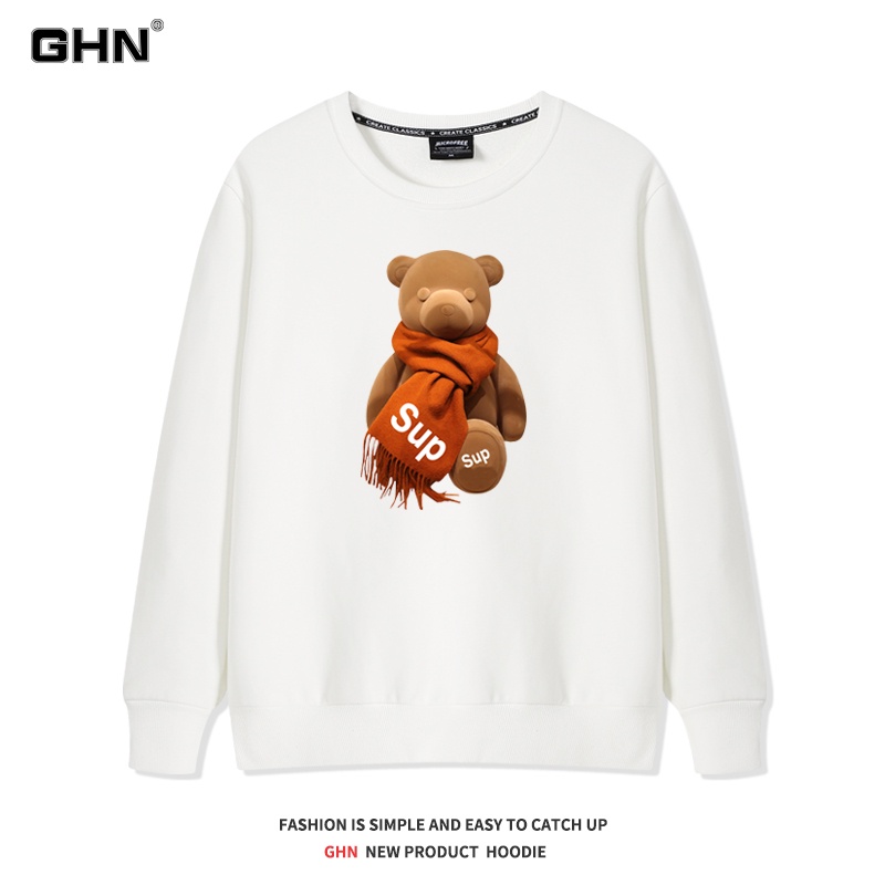 Áo nỉ dài tay AZILA chất liêu Poly in hình TEDDY quàng khăn co dãn mềm mịn TD45