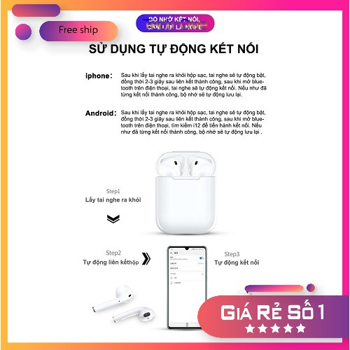 Tai Nghe Bluetooth i12 - Tai Nghe Không Dây i12 TWS Dùng Cho IOS Android Phiên Bản Mới Nhất 2021 | BigBuy360 - bigbuy360.vn