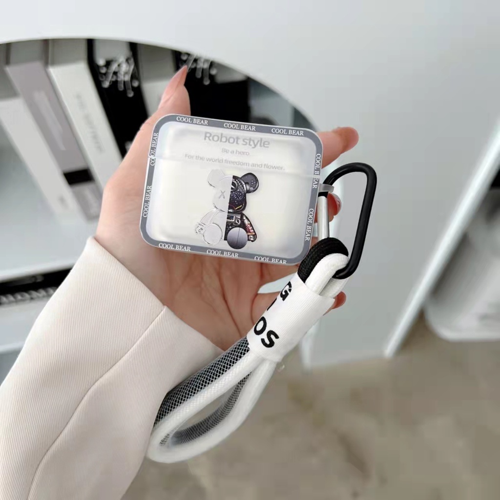 Vỏ Bảo Vệ Hộp Sạc Tai Nghe AirPods 1 2 Pro 3 Bằng Silicon Họa Tiết Gấu Robot Style Độc Đáo Chống Sốc - Monstore