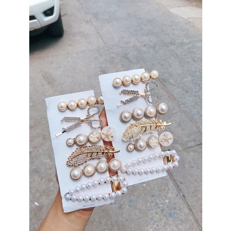 Set 6 món kẹp tóc đính đá phong cách hàn quốc xinh xắn