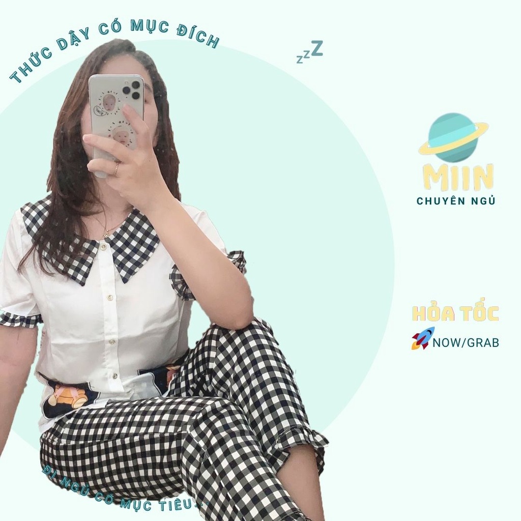[NGỦ CAO CẤP] BỘ PYJAMA PHA KẺ TÚI GẤU - CHẤT LIỆU LATIN CAO CẤP - PHIÊN BẢN ĐÁNG YÊU