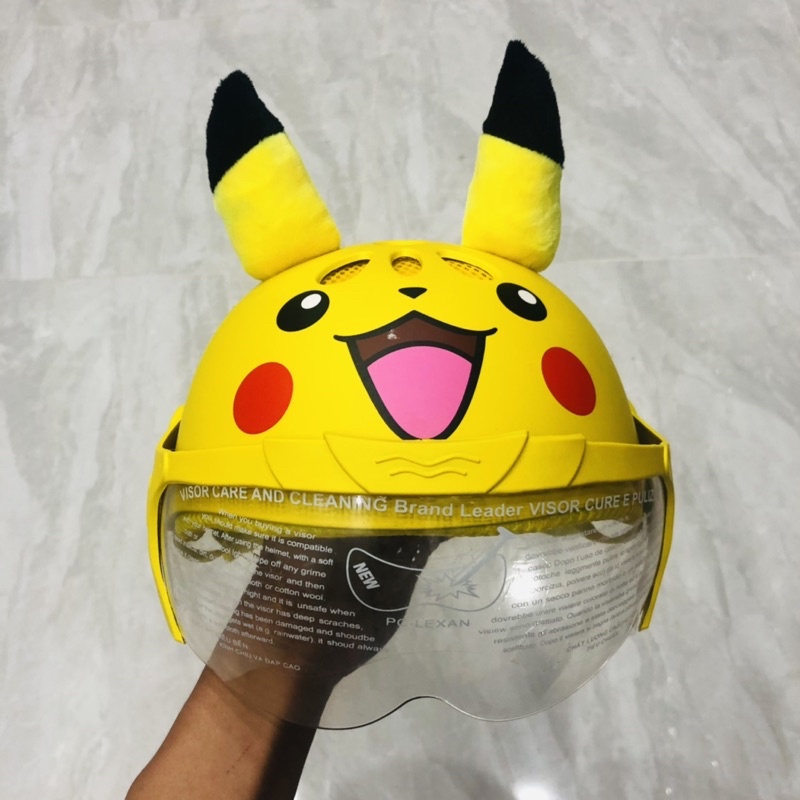 Mũ nón bảo hiểm trẻ em cho bé có kính nửa đầu, 1/2, 3/4 pikachu cá mập gấu siêu nhân dễ thương ngộ nghĩnh 3 4 5 6 tuổi