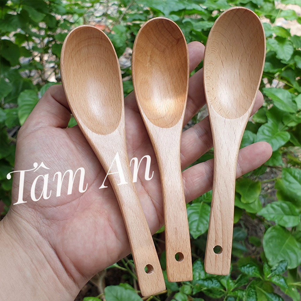 Muỗng Ăn Cơm, Soup D16, Gỗ Beech Nguyên Khối, Dài 16cm