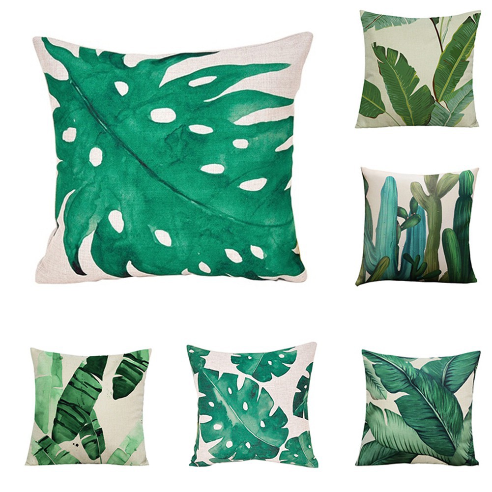 Vỏ gối họa tiết đơn giản hình hoa lá cho ghế sofa