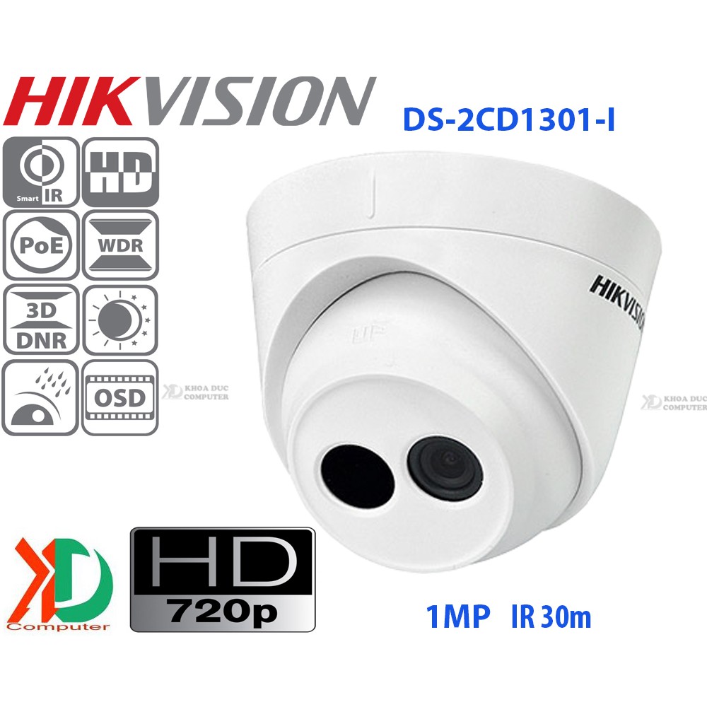 Camera IP bán cầu 1mp HIKVISION DS-2CD1301-I hồng ngoại 10m chính hãng