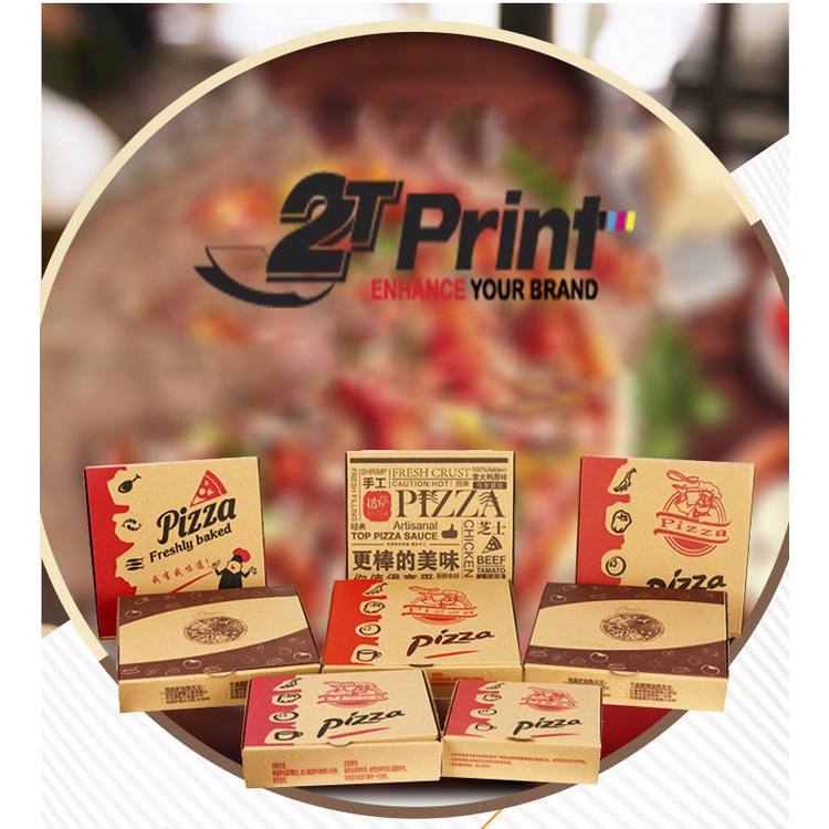 20x20x4cm Combo 100 Hộp pizza in sẵn màu sắc đẹp, hộp cứng cáp hiện đại 2Tprint